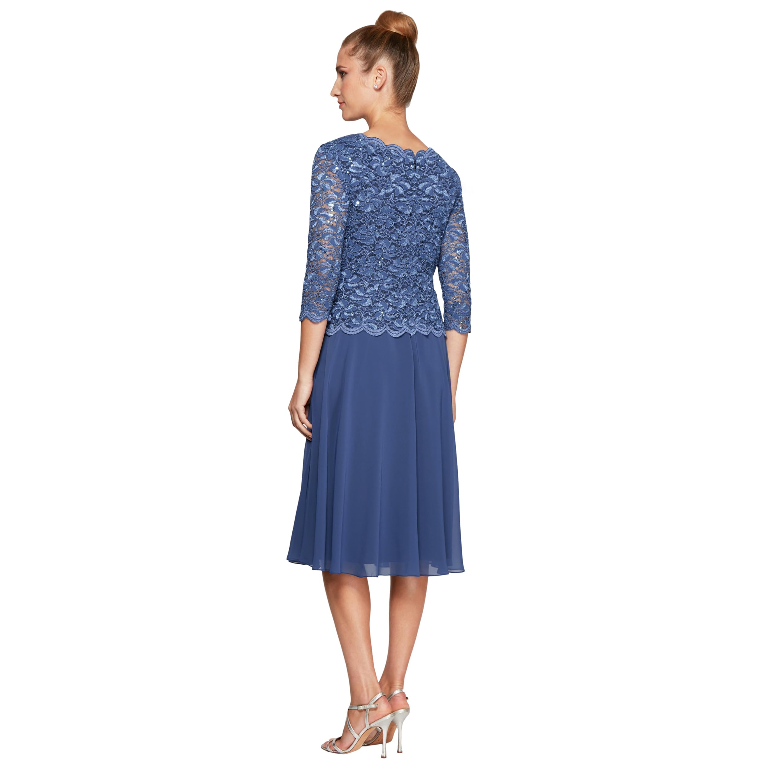 Alex Evenings Damenkleid mit besticktem Mieder für die Brautmutter in Tee-Länge, Hochzeitsgästekleid