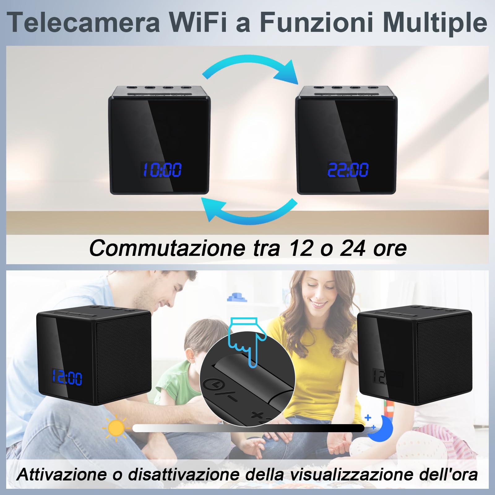 LXMIMI Telecamera Nascosta WiFi 2,4&5Ghz, Orologio Mini Telecamera Spia WiFi HD 1080P Telecamera Nascosta Spia Supporto Bluetooth, Visione Notturna e Rilevamento del Movimento