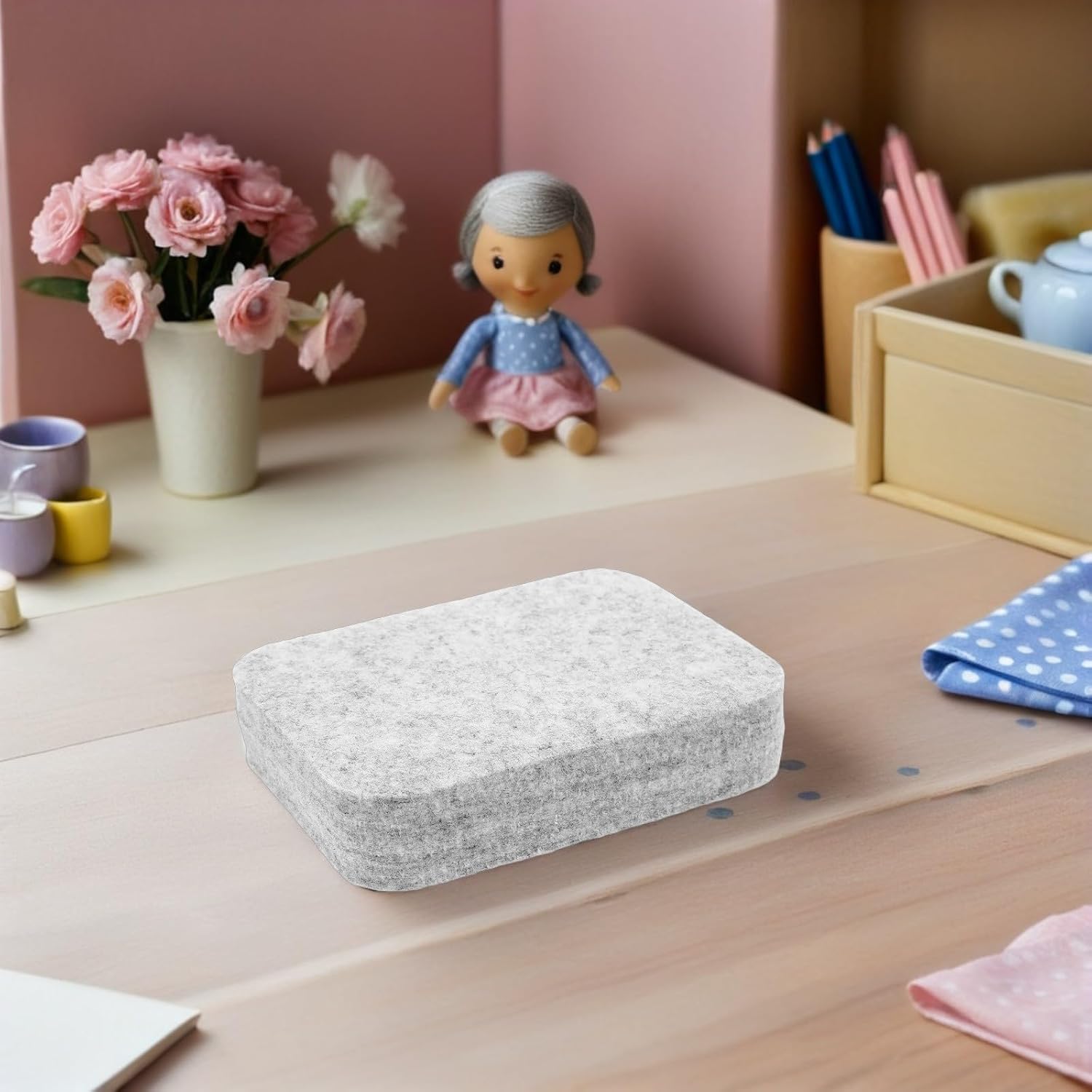 Thick Needle Felting Pad for DIY Studio Crafts, Wool Felt Block