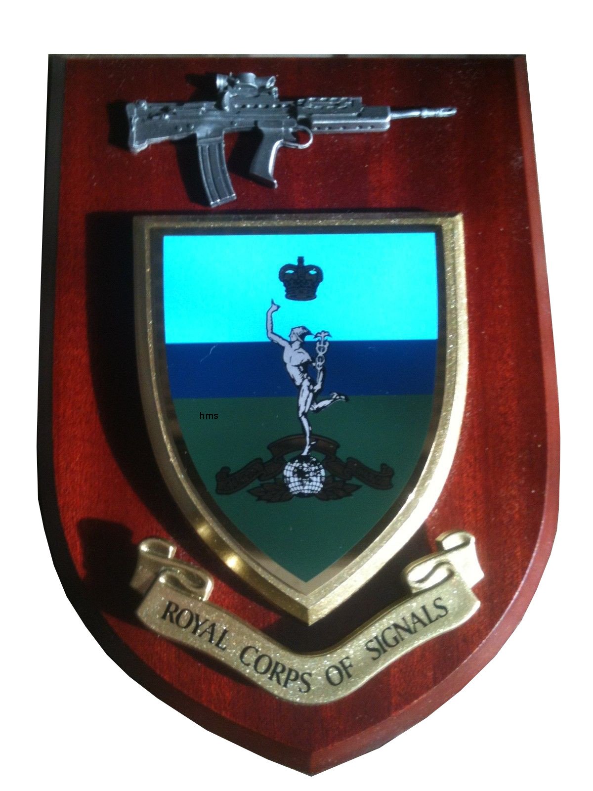 Hunting And Military Store Pewter Royal Corps Of Signals Military Wall Plaque With Sa80 Rifle