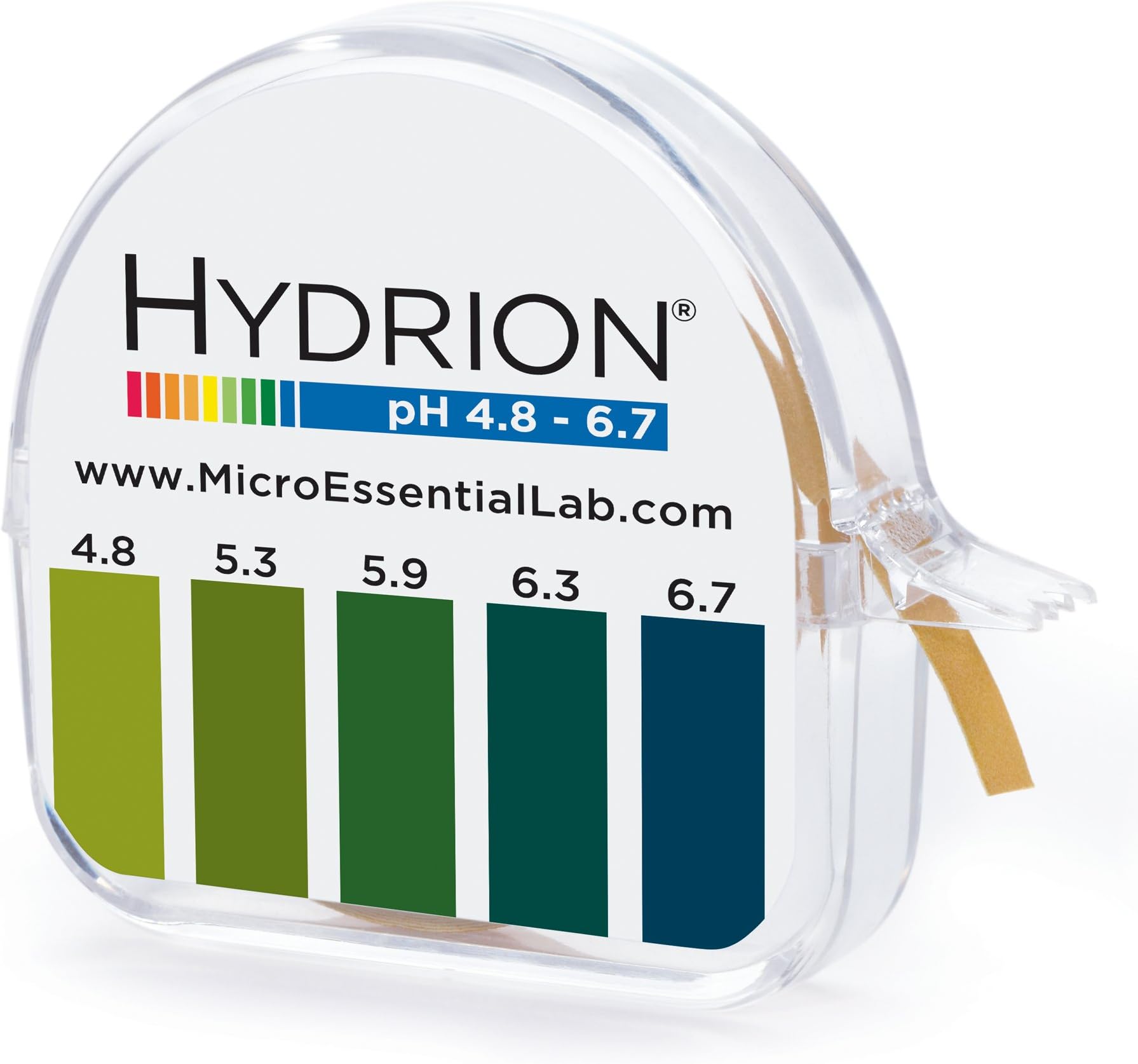Micro Essential Lab333 Hydrion Short Range pH Test Paper Dispenser, 4.8 - 6.7 pH, Single Roll