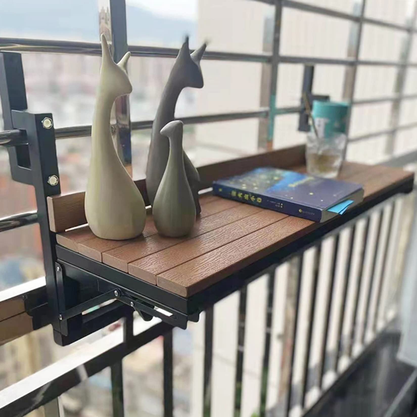 Tavolo pieghevole da balcone per ringhiere, tavolo da appendere a parete per patio e giardino, tavolo compatto 99,8 x 24,9 cm, mobile da esterno salvaspazio