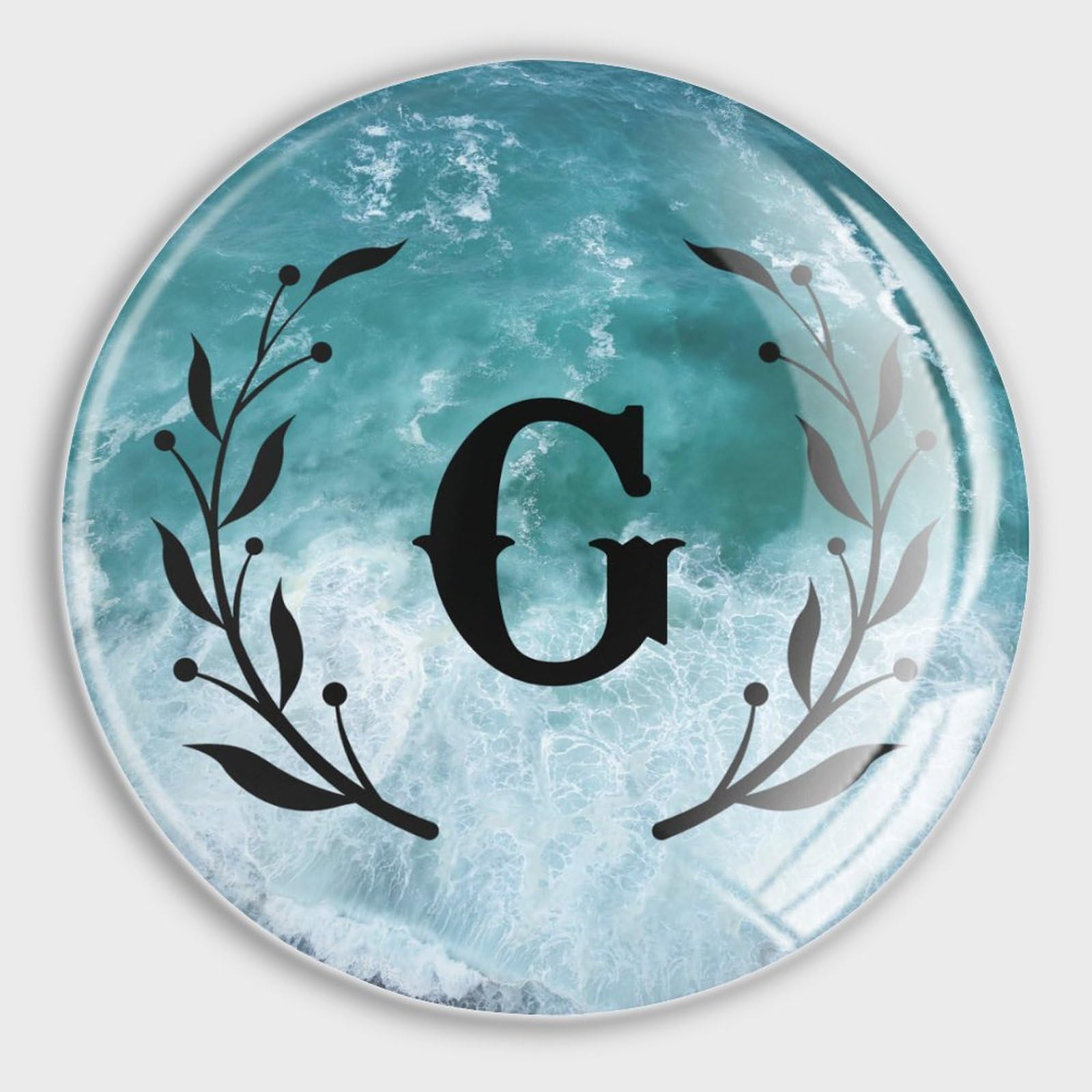 Aimants de réfrigérateur en verre G lot de 4 - Monogramme floral chic pour mémo
