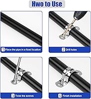 Vista 5 de 30 abrazaderas de conducto de acero inoxidable de 1-1/4 pulgadas, correa de 2 agujeros, correa de tubo rígida, clips de tensión, abrazadera de tubo