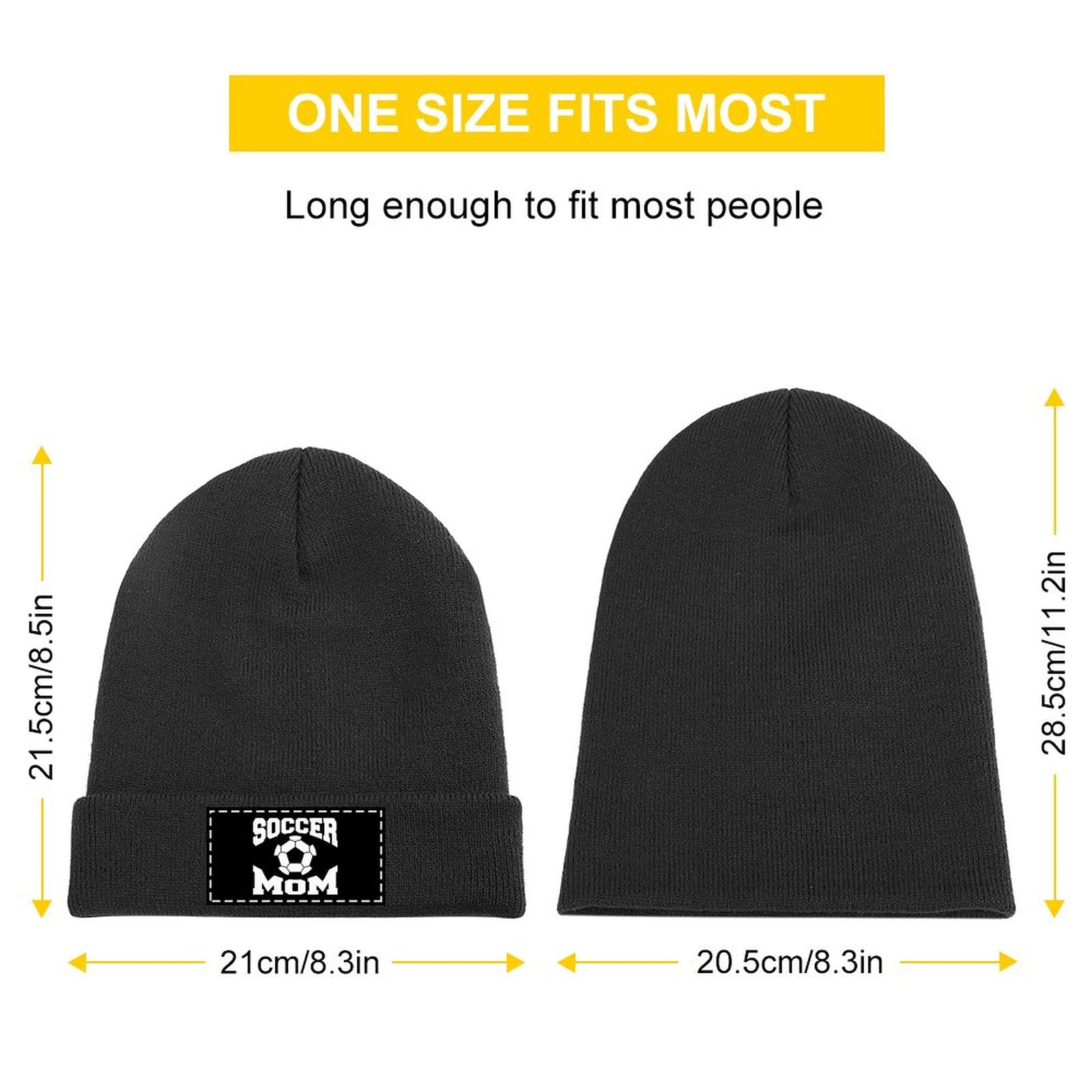 Soccer Mom Beanie Hats Warm Knitted Cap Winter Hat Ski Hats Slouchy Cap for Men/Women Black-Style