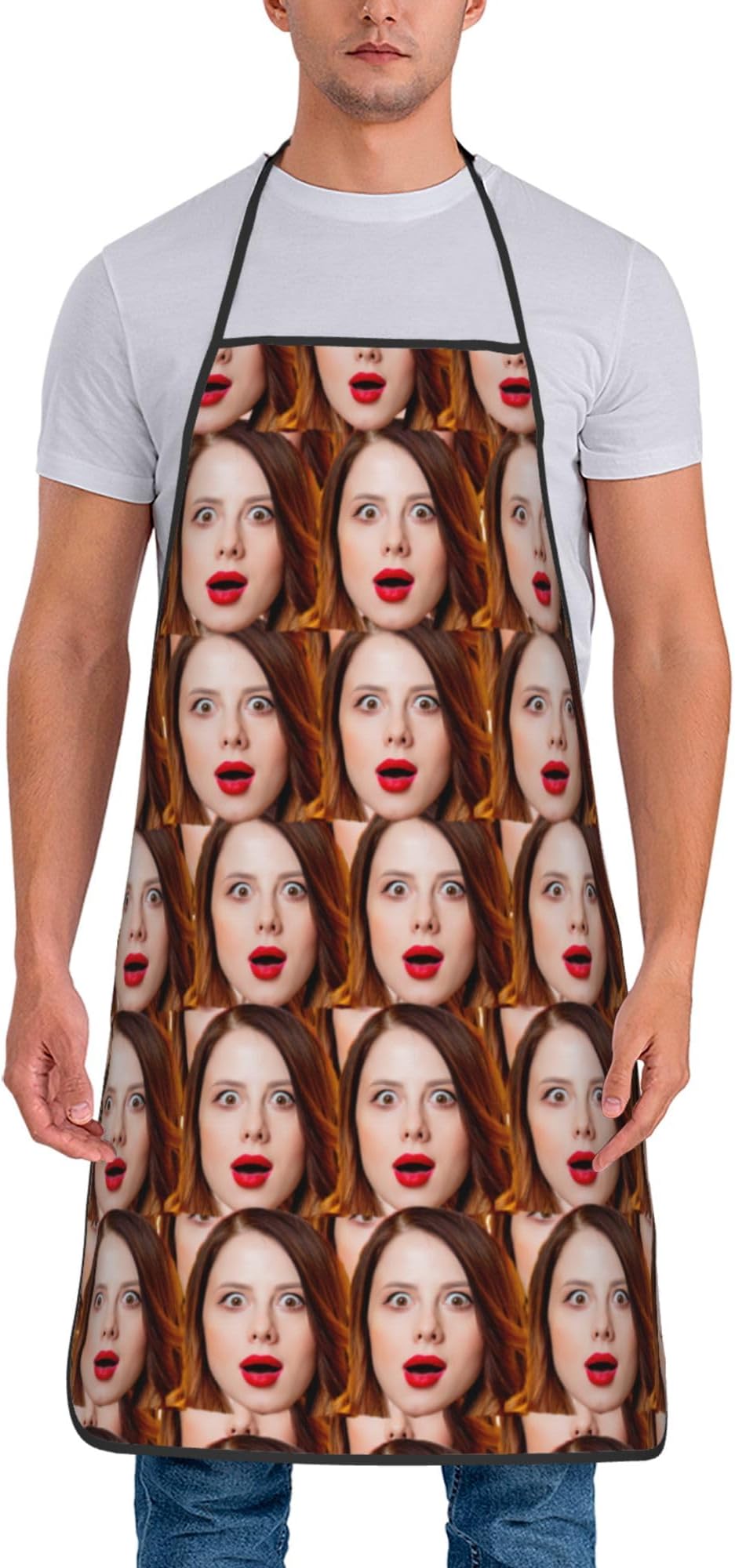 Custom Face Apron with Photo, Customized Picture Chef Cooking Apron Personalized Text Kitchen Waterproof Apron\