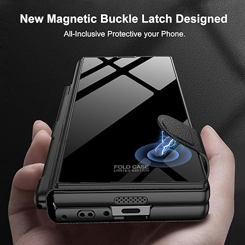 Miniatura 68 de DOOTOO - Funda para Samsung Galaxy Z Fold 6 con soporte de anillo, Z Fold6 S Pen con soporte y cubierta deslizante para cámara y protector