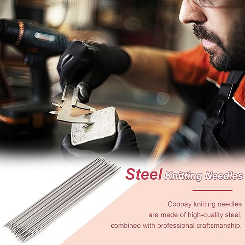 Miniatura 5 de Coopay Juego de 55 agujas de tejer DPN con calibre de aguja de tejer, 0.079 in a 0.256 in, kit de agujas de tejer cortas de doble punta para