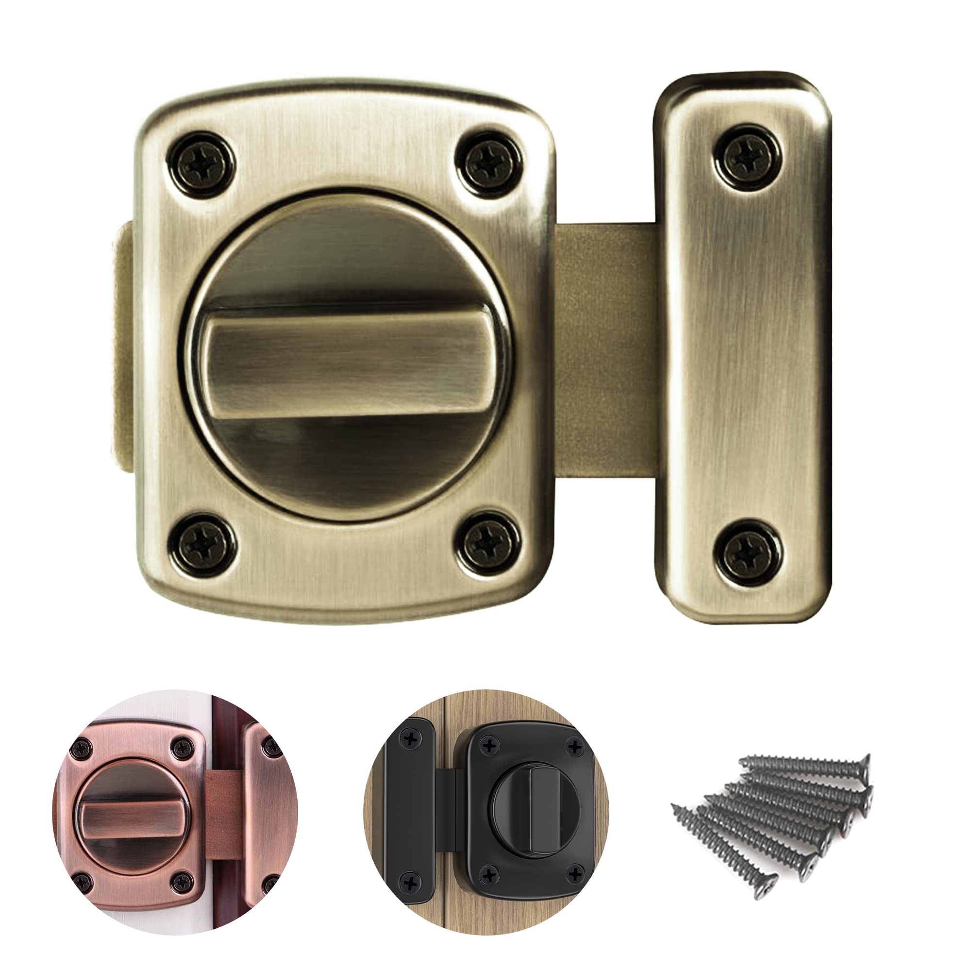 SooGree Security Door Lock, Bolt Lock Solid Revolving Spring Latch/Pet Door Lock, Cabinet Furniture,Windows,Bathroom(1 Vintage Cyan)