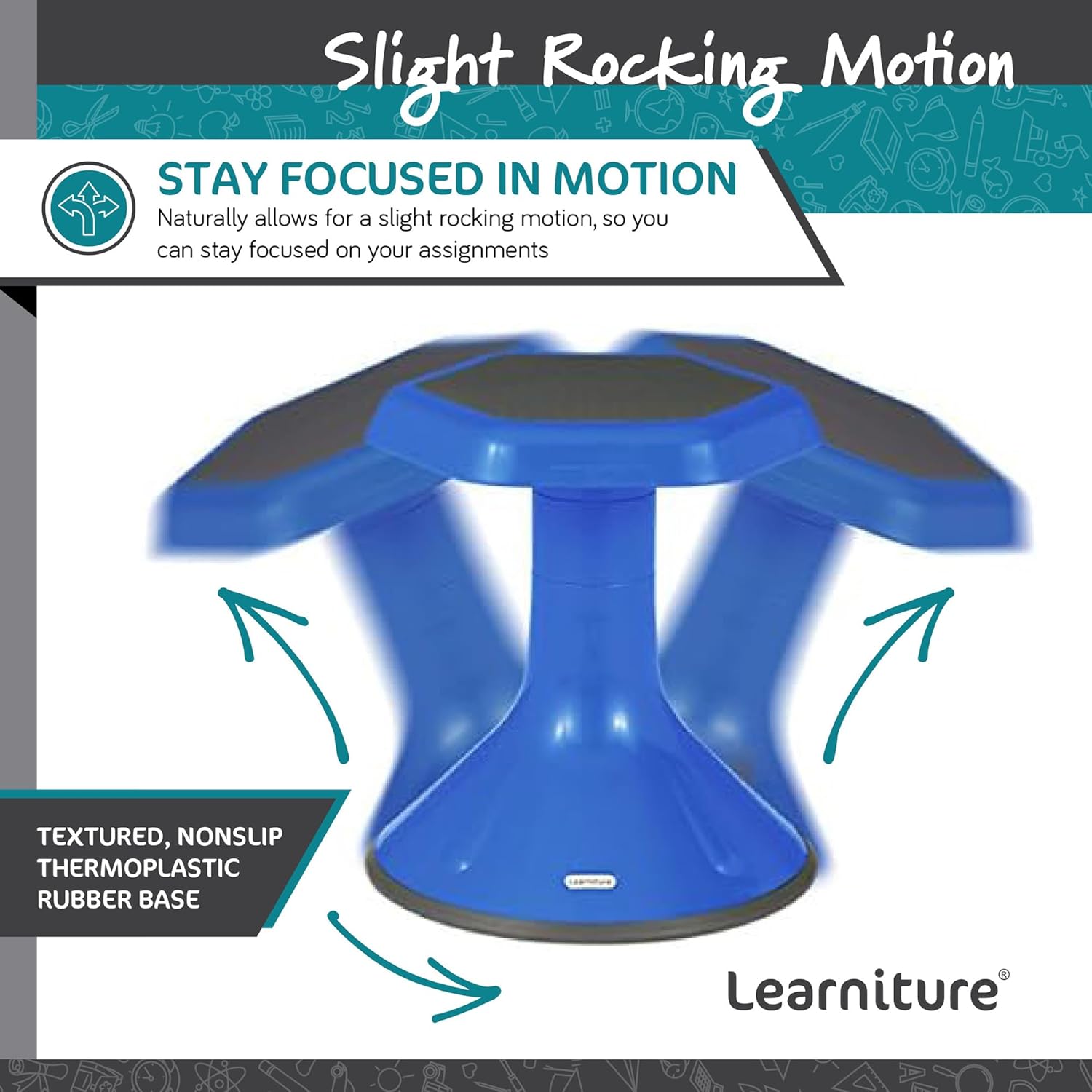 Learniture Backless Active Learning Stool for Office Desks and Classrooms, Active Learning Wobble Chair with Rocking Motion, 18"H, Black