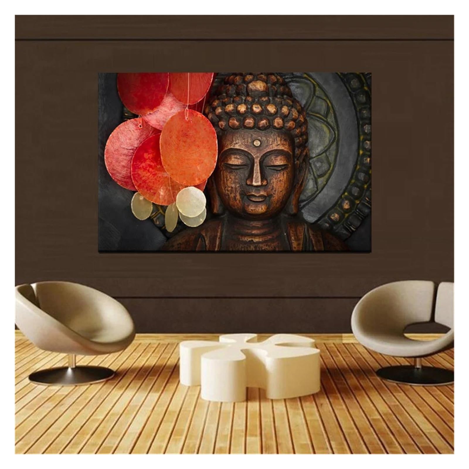 Statue Bouddha Doré sur Toile | Image Méditation Éveil Spirituel Maison
