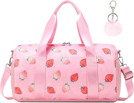 Jumpopack Dance Ballet Bag for Girls Ballerina Gymnastic Bag Toddler Small Duffle Dance Bags for Dancers,Strawberry Glitter Material,14"*8.26"*8.26"