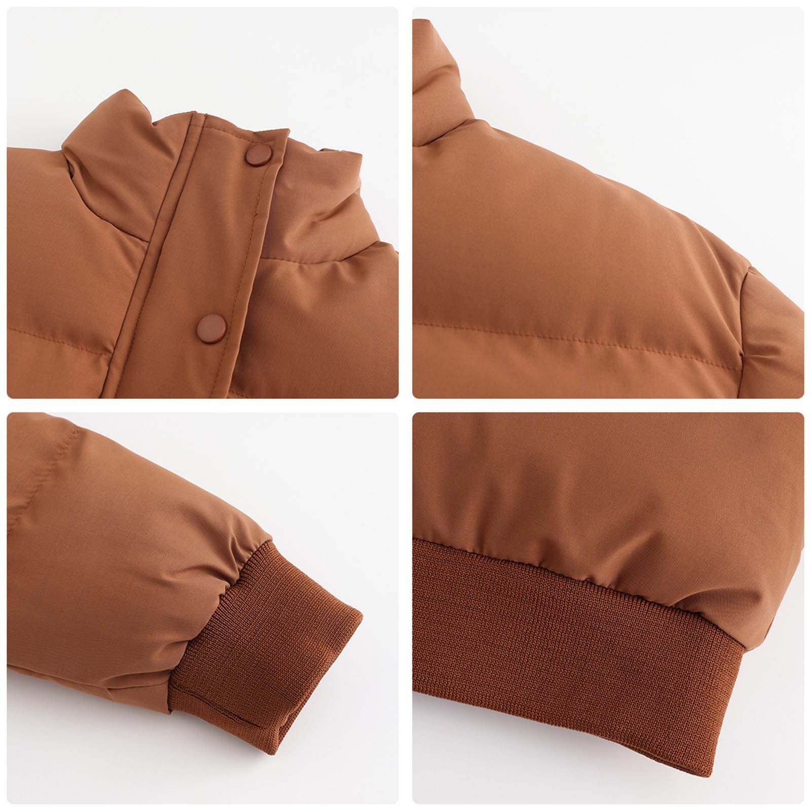 Abrigo Corto de Invierno con Cuello para Mujer Chaqueta Acolchada Informal Holgada de Manga Larga Clima Frío