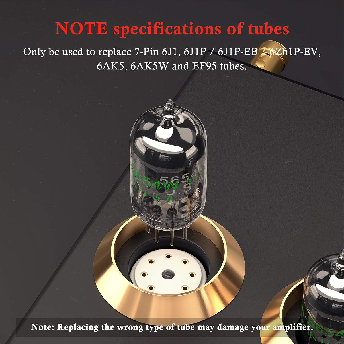 Fosi Audio 5654W Tubes à Vide 2 pièces, Mise à Niveau à 7 Broches pour Les Tubes de couplage 6AK5 / 6J1 / 6J1P / EF95, Convient HiFi Les amplificateurs