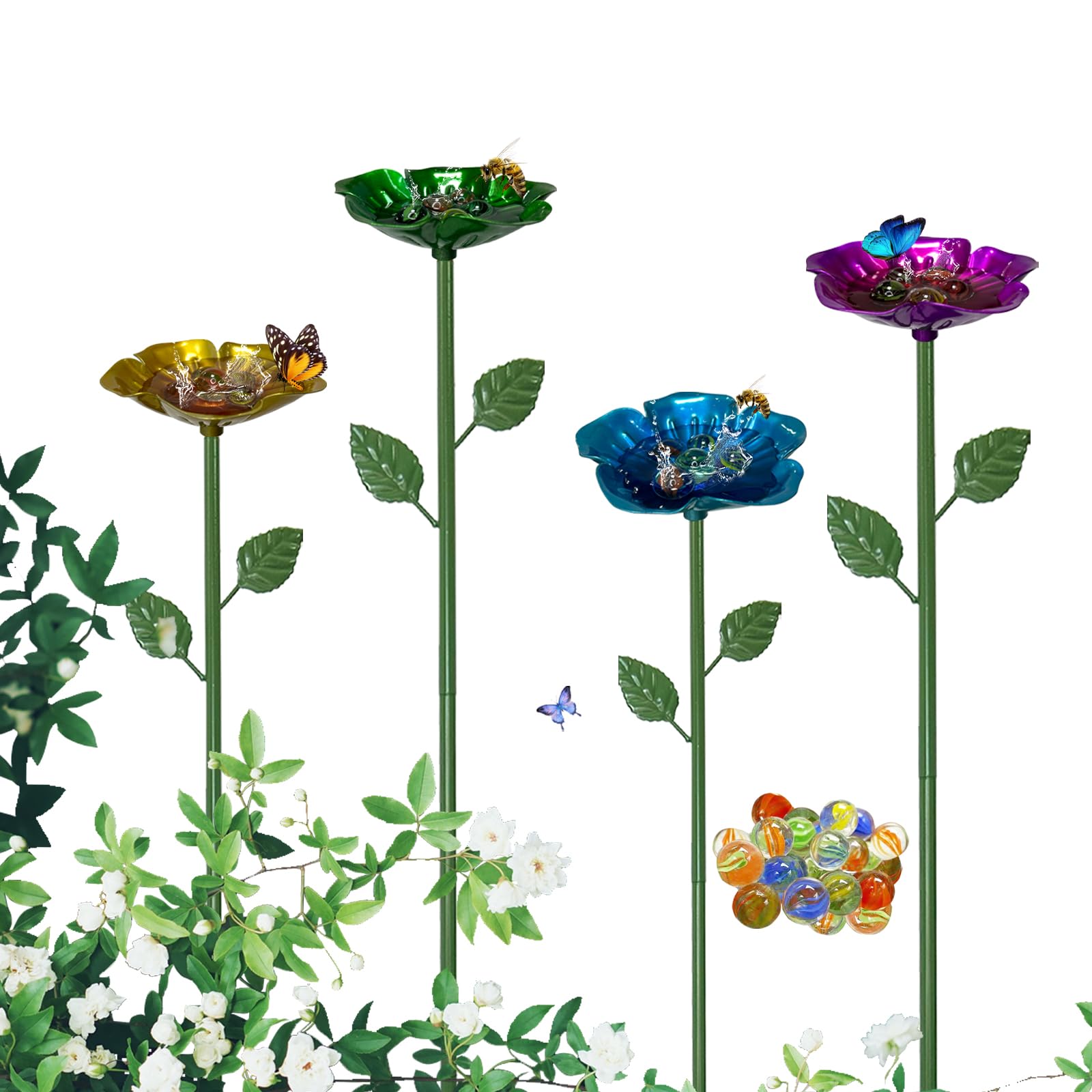TNIEAHR 4‑Pack Metal Bee Watering Station