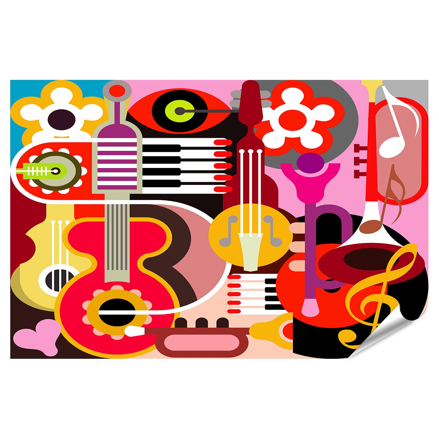 islandburner Prime XXL Poster d'instruments de musique en art pop art coloré