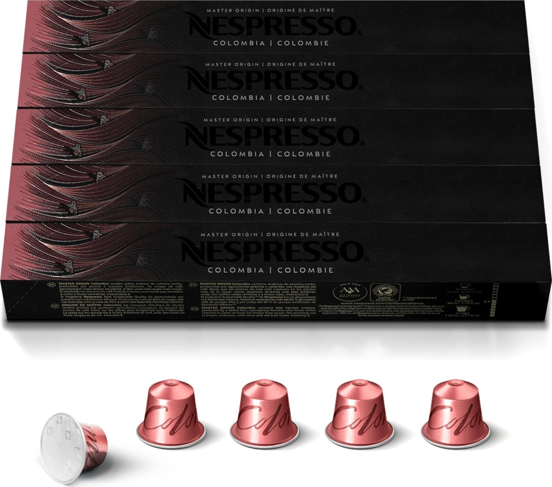 Nespresso Original, Colombia Master Origin, 50-Count Coffee Pods | Capsules Medium Roast Pack of 1