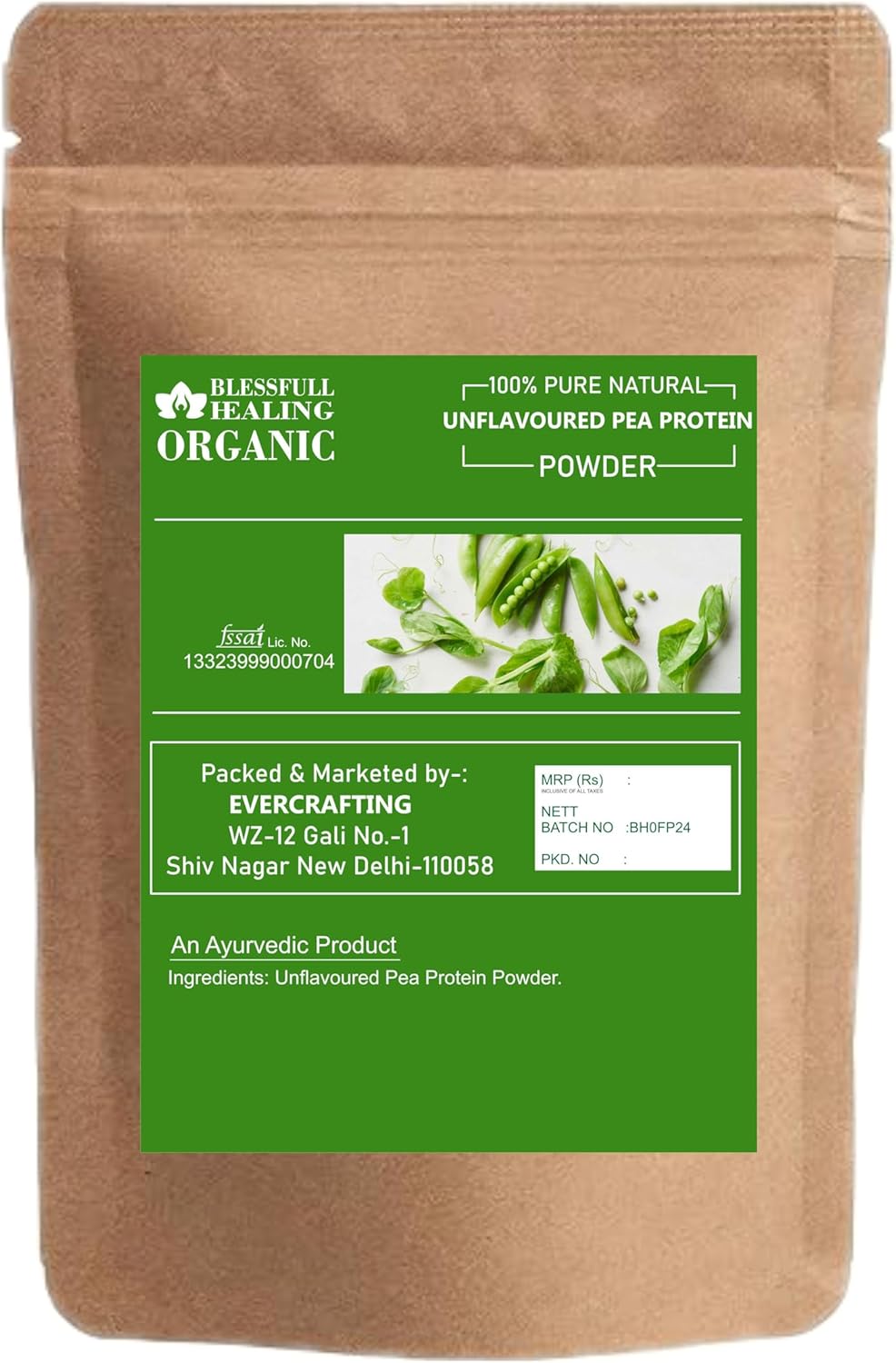 Blessfull Healing Organic Unflavoured Pea Protien Powder 100% Pure Natural 200 Gram / 7.05 oz