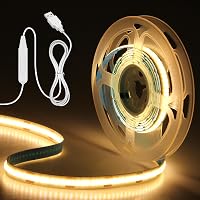 Aclorol USB COB LED Szalag 5V 3000K Meleg Fehér - 2m Dimmelhető Rugalmas Világítás TV Háttérfényhez, 3D Nyomtatóhoz, Szekrényhez 1