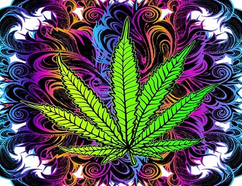 Kit de pintura de diamante 5D para bricolaje, hoja de cannabis, marihuana, hierba, hierba, ganja, narcótico, ilegal, taladro completo, pintura, arte