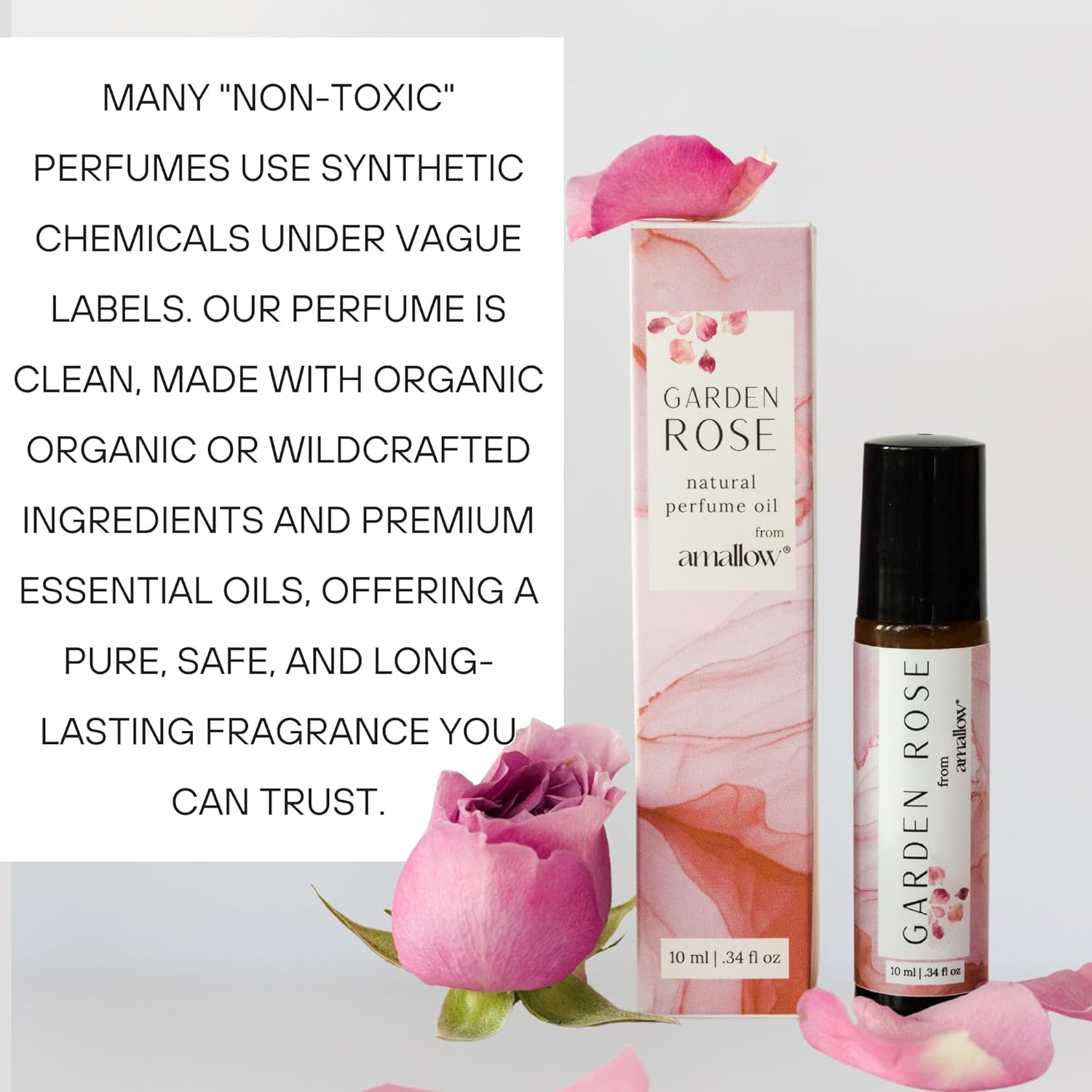 Amallow All Natural Non-Toxic Perfume Roller - Made With Pure and Organic Essential Oils - Hints of Rose, Sandalwood, Elemi, and Clary Sage (Garden Rose) - Image 4