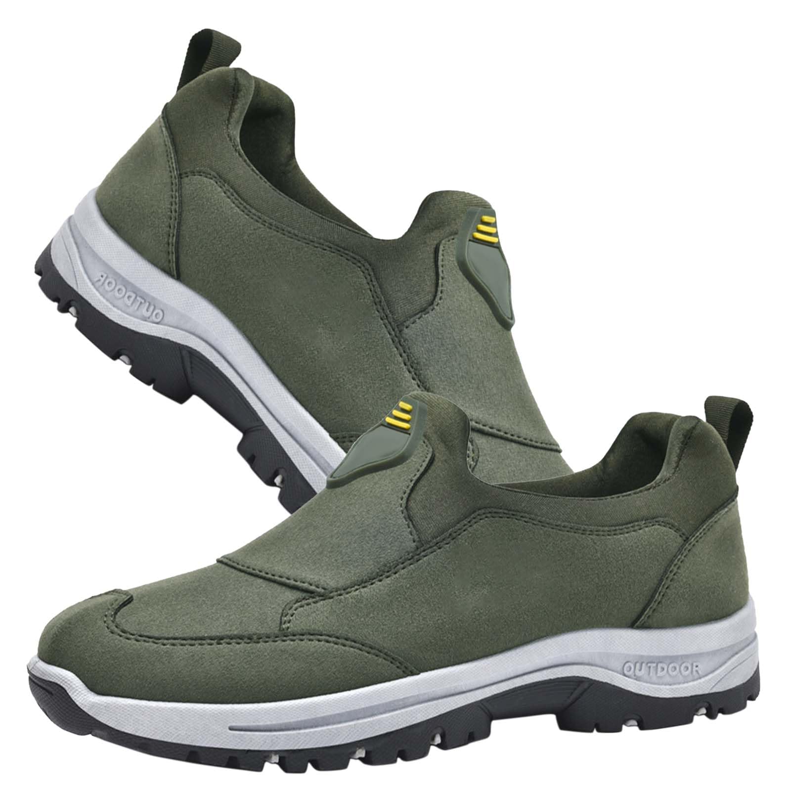 Sneakers Uomo Ortopediche Slip-on Mocassini Senza Lacci Comode per Camminare Waterproof con Rialzo, Verde, 44/270mm