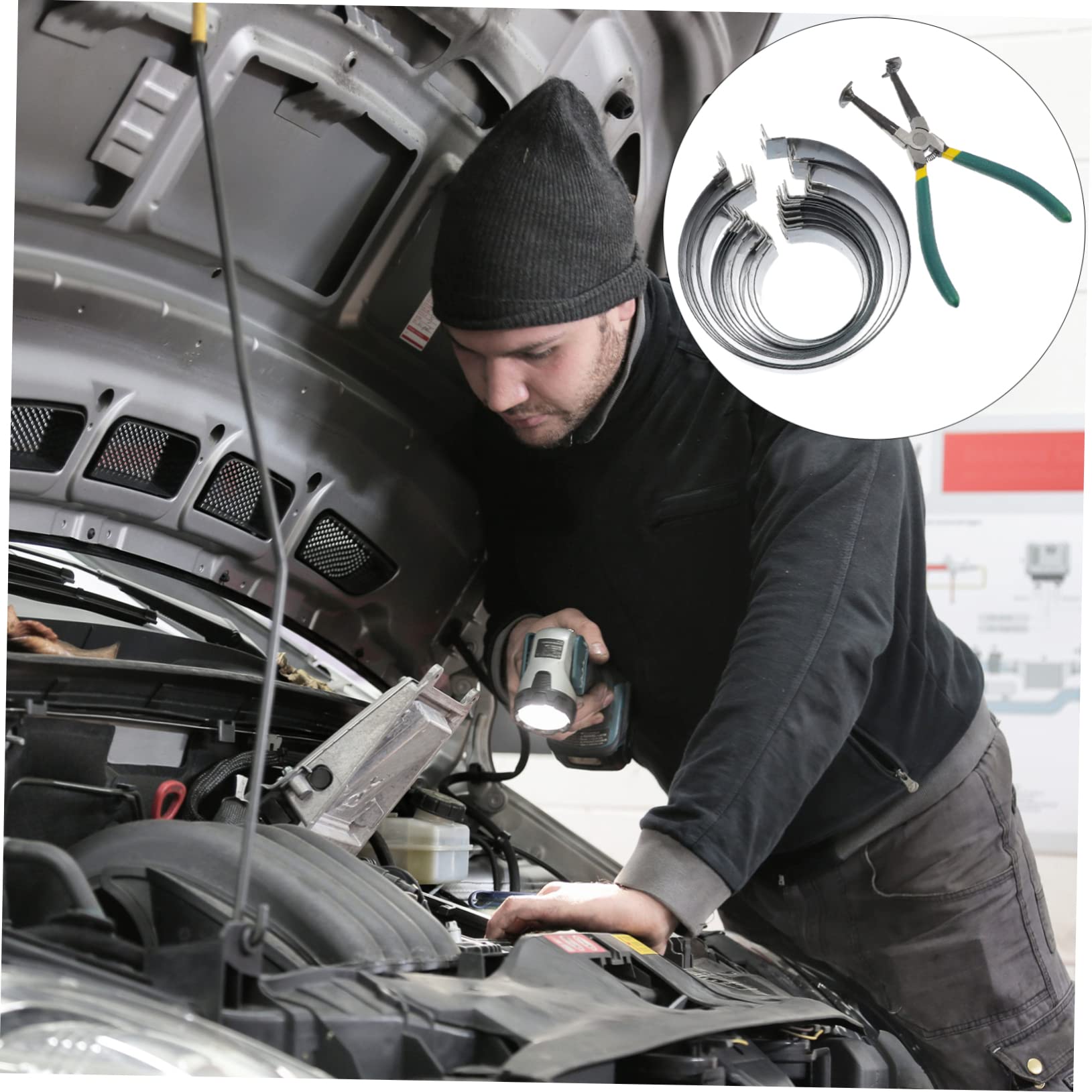 ULTECHNOVO 1set Utensili Per Compressore Anelli Pistone Per Motori Auto e Camion Strumenti Regolabili Per Installazione Cilindri Compatibili Con Diverse Di Anelli