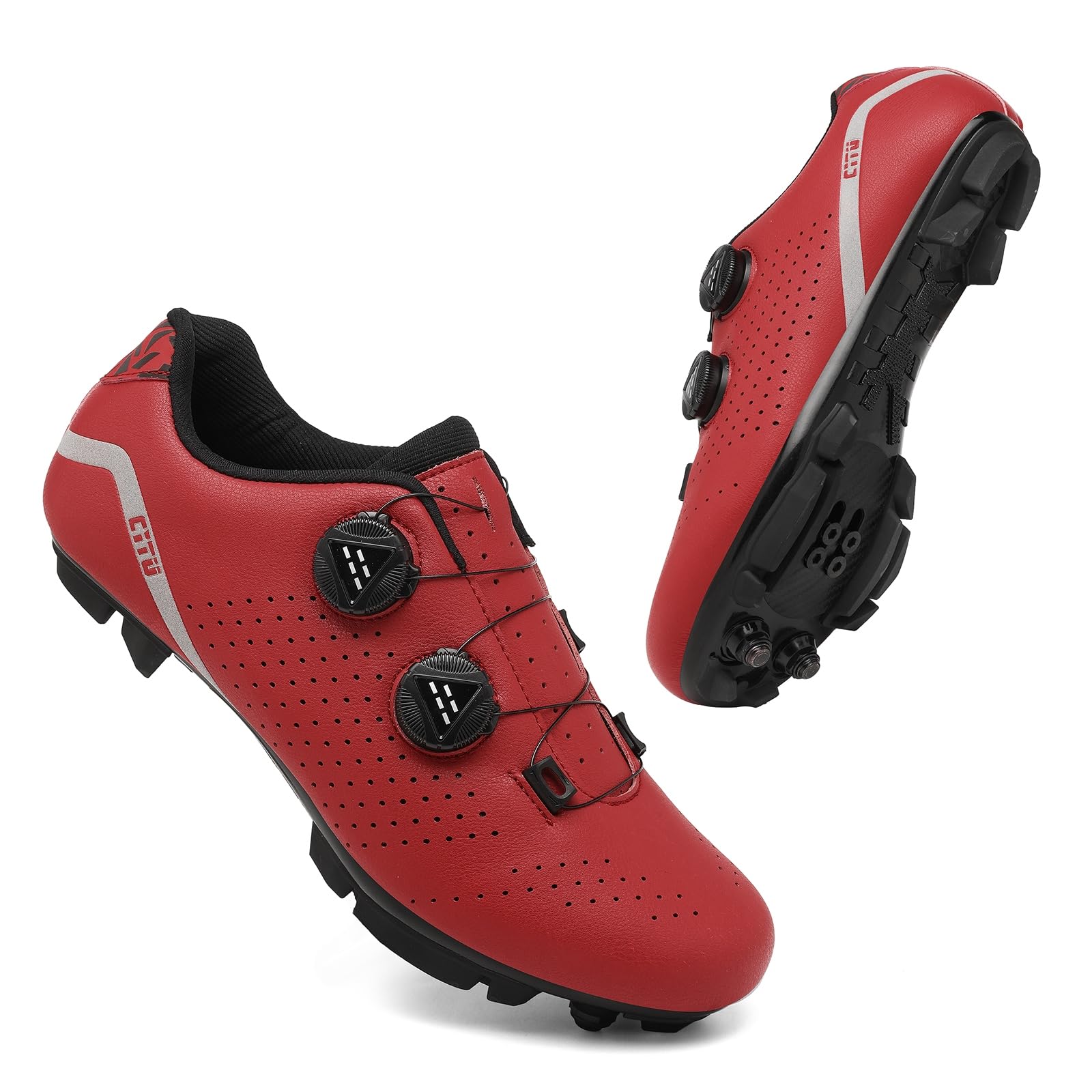 SDEQA Zapatilla de MTB Hombre, Zapatos Bicicleta de Montaña Exterior Compatibles con SPD Pedales de 2 Tornillos con Calas Antideslizantes y Resistentes Zapatillas Deportivas Ciclismo
