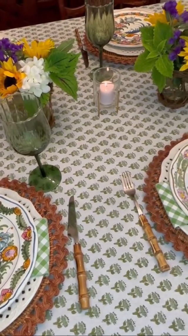 CPC Nappe Carrée 100 % Coton - Imprimé Bloc Indien - Pour