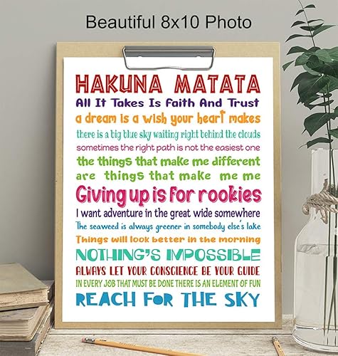 Miniatura 4 de Quotes Wall Decor - Hakuna Matata - Inspirational Gifts for Women, Men, Kids, World Fans - Motivational Wall Art - Decorations - 8x10 print Unframed