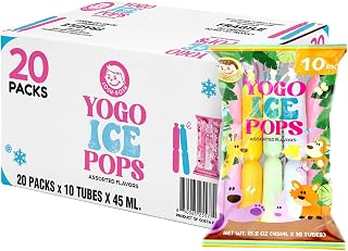 JOSH BOSH Yogo Ice Pops Bulk 20-Pack Case (200 Tubes), Green Melon, Mango, Strawberry, Coconut & Peach – Fat-Free Yogurt Fruit Snacks, 19.8 Lb Box