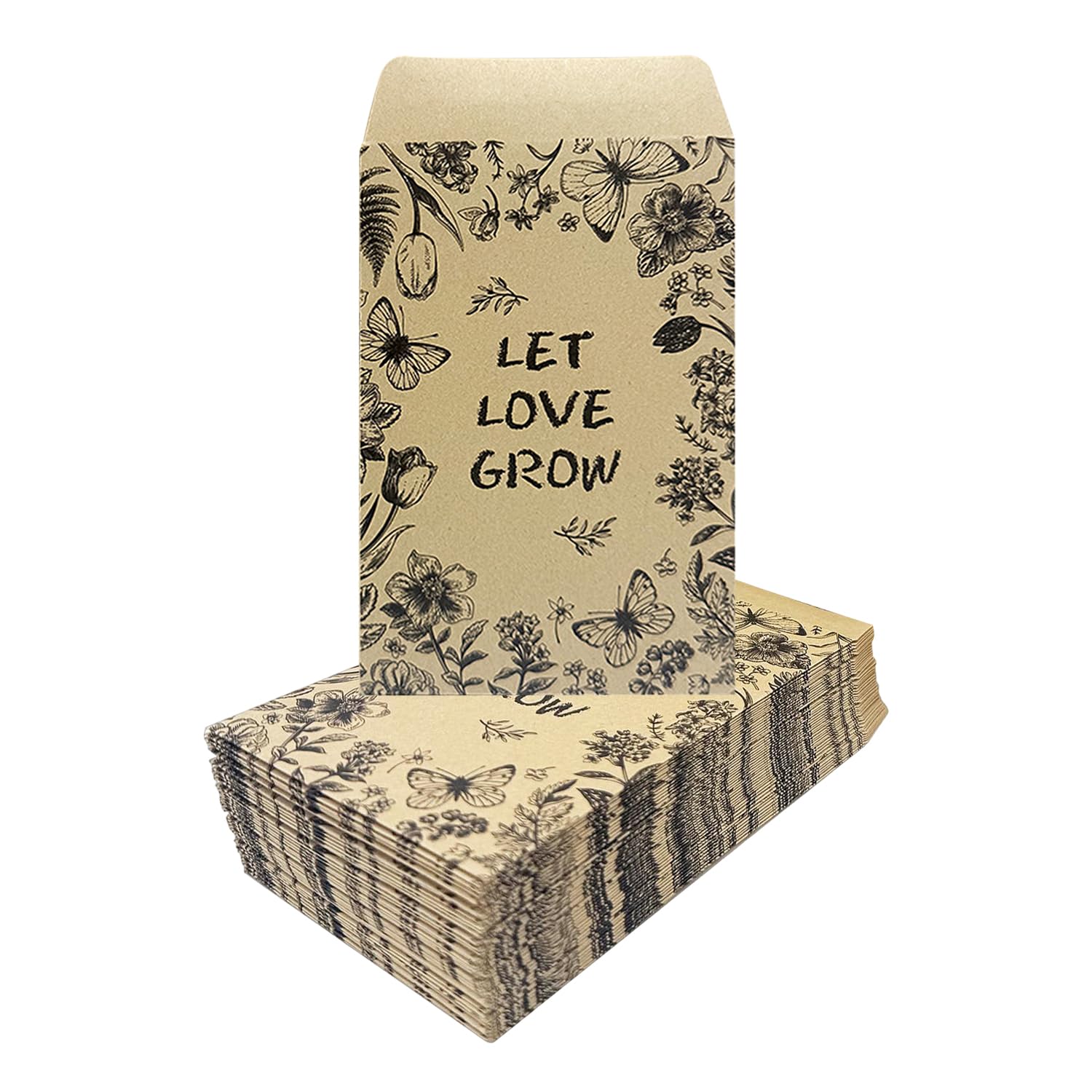 RNFKSU 100 Pieces Of Kraft Paper Seed Bags, Sealable Small Envelopes, Paste Sealing Bags, Flower Storage Bags, Small Item Packaging Bags.