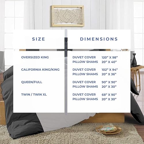 Miniatura 2 de Kotton Culture Funda de edredón Queen de 3 piezas, barra de color en contraste, 100% algodón egipcio con cremallera y lazos en las esquinas,