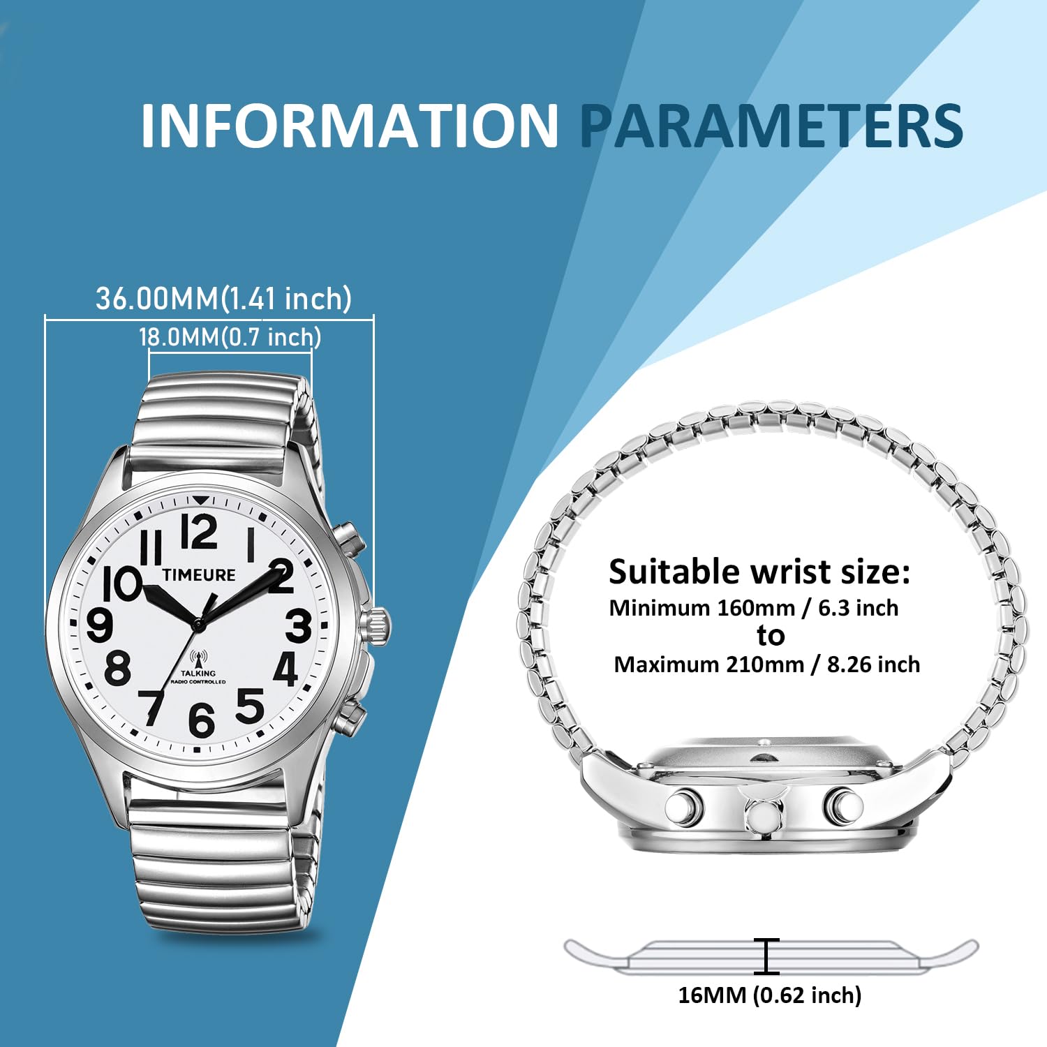 TIMEURE-2210 - Reloj parlante para mujer con números gigantes para encuadernación, personas mayores, personas con discapacidad visual o ancianos, Negro -, Moderno