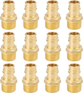 SUNGATOR 12 Pack Pex A Expansion 3/4" x 3/4" Male NPT Adapter Brass Fitting, ONLY For Pex-A Tubing