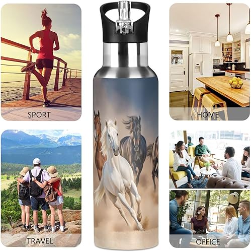 Vista 96 de King Lion - Botella de agua Aslan para niños con tapa con popote, botella de agua aislada de acero inoxidable a prueba de fugas para gimnasio al E01