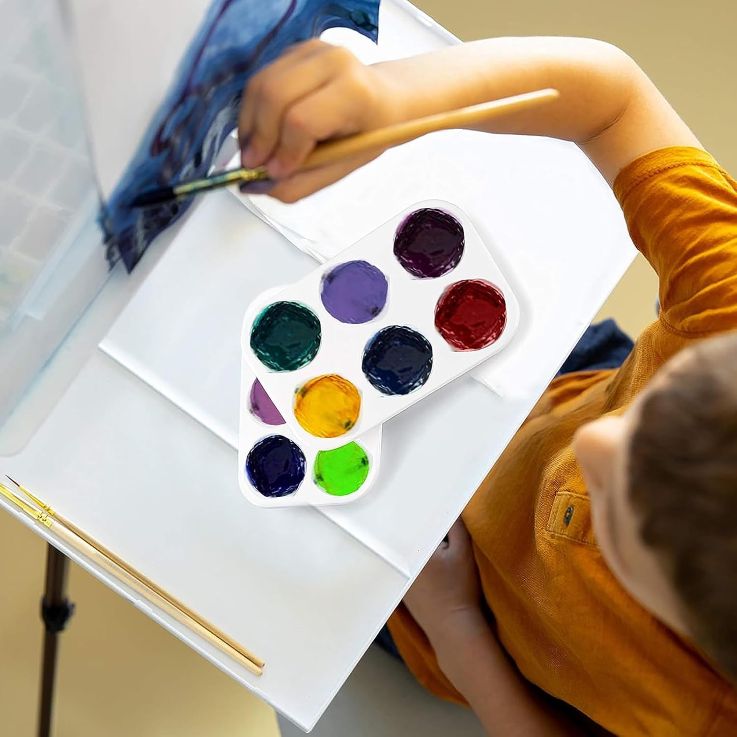 80 PCS White Plastic Paint Palettes 6 Well Watercolor Palette Rectangular Paint Tray Paint Pallets Paint Palette Tray Paint Plates Oil Palette Painting Tray for DIY Art Painting - Image 7