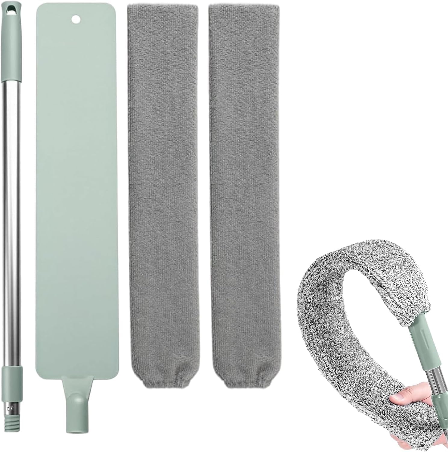 Retractable Gap Dust Cleaner Cleaning Tools with 2 Microfiber Dusting Cloths, Flat Duster Withextension Pole, Used for Cleaning Sofas, Sofa Beds, and Under Furniture (2 Dust Removal Cloth)