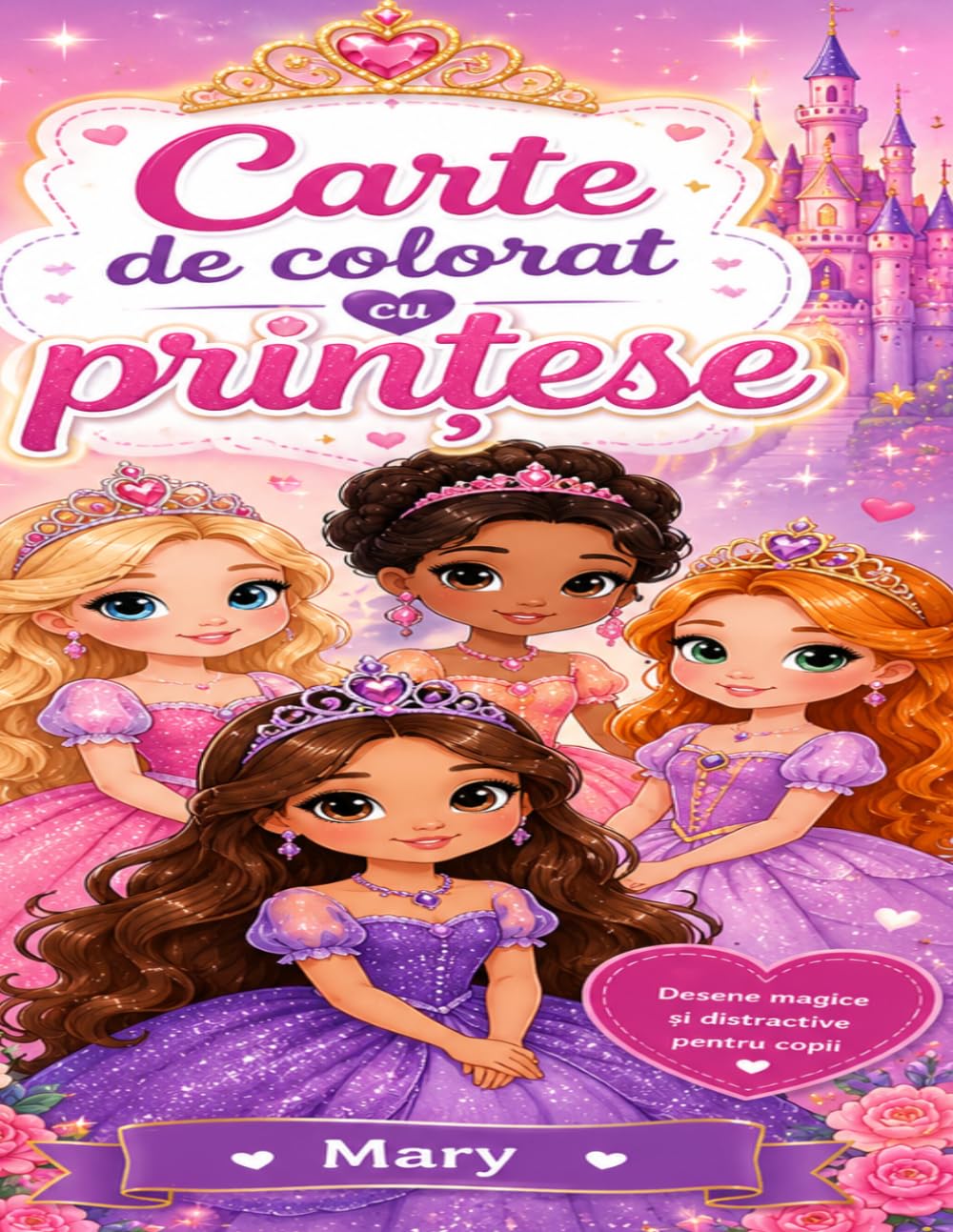 Carte de colorat cu prințese: Desene magice și distractive pentru copii