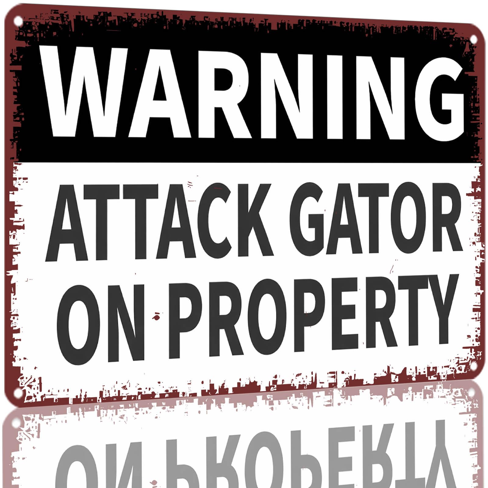 Kwqdozf As Pic Warning Attack Gator On Property Metal Tin Sign 8X12 Inch Aluminum Wall Dec