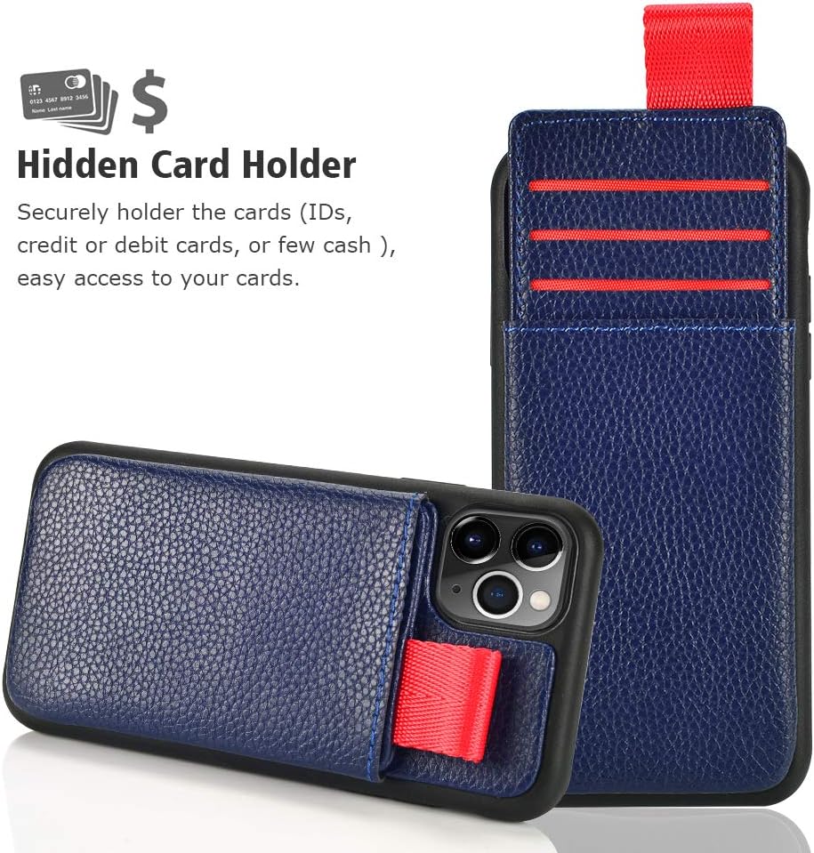 LAMEEKU Wallet Case for Apple iPhone 11 Pro Max 6.5",Leather Cases with Credit Card Holder Slot Pocket, Protective Bumper Phone Cover Case Walelt for iPhone 11 Pro Max 6.5"(2019)-Mazarine Blue