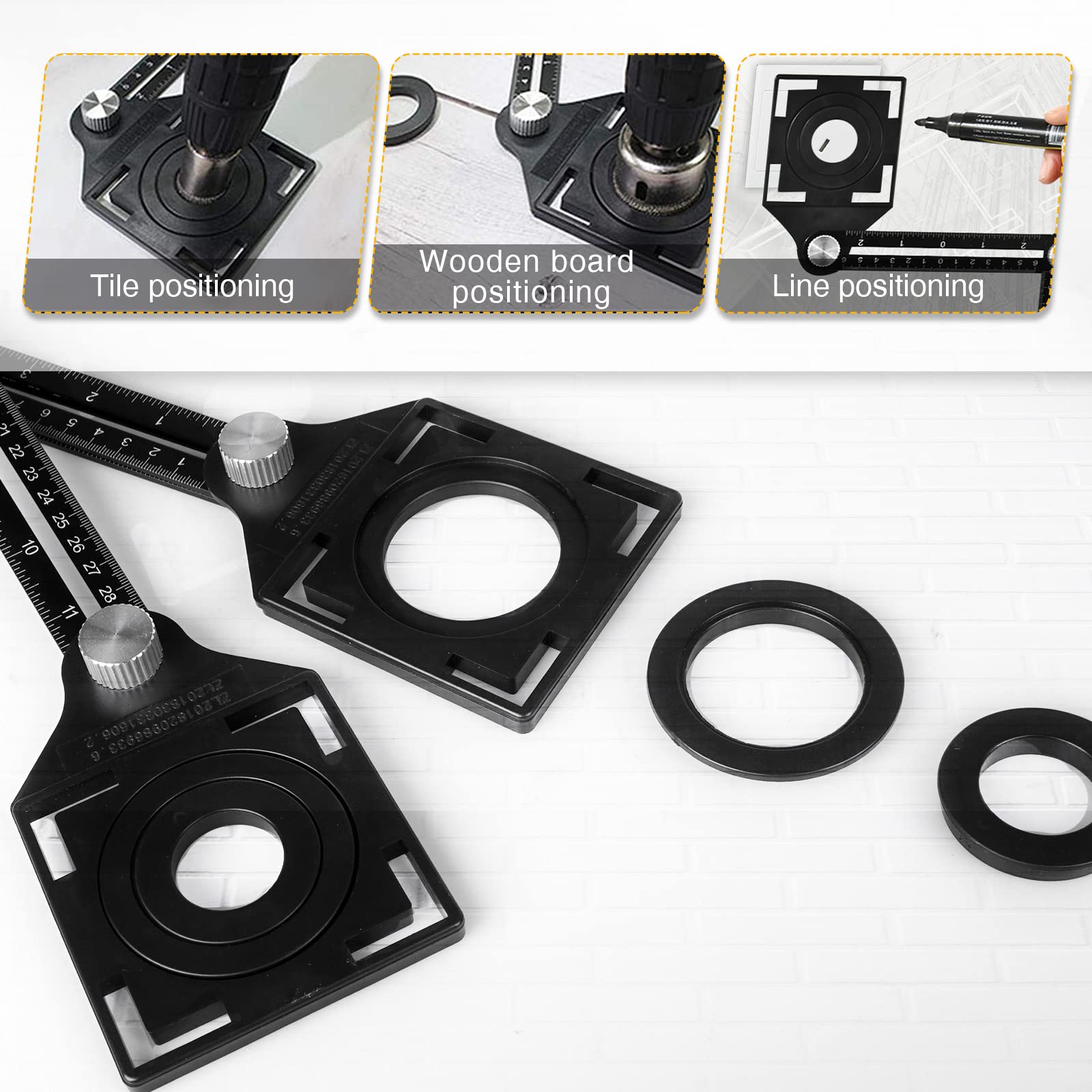 Gabarit d'angle,Outil de carrelage Template Tool Multi Rapporteur 12 sides Outil de mesure en alliage d'aluminium Gabarit d'escalier pour menuisier carreleur avec trous de positionnement