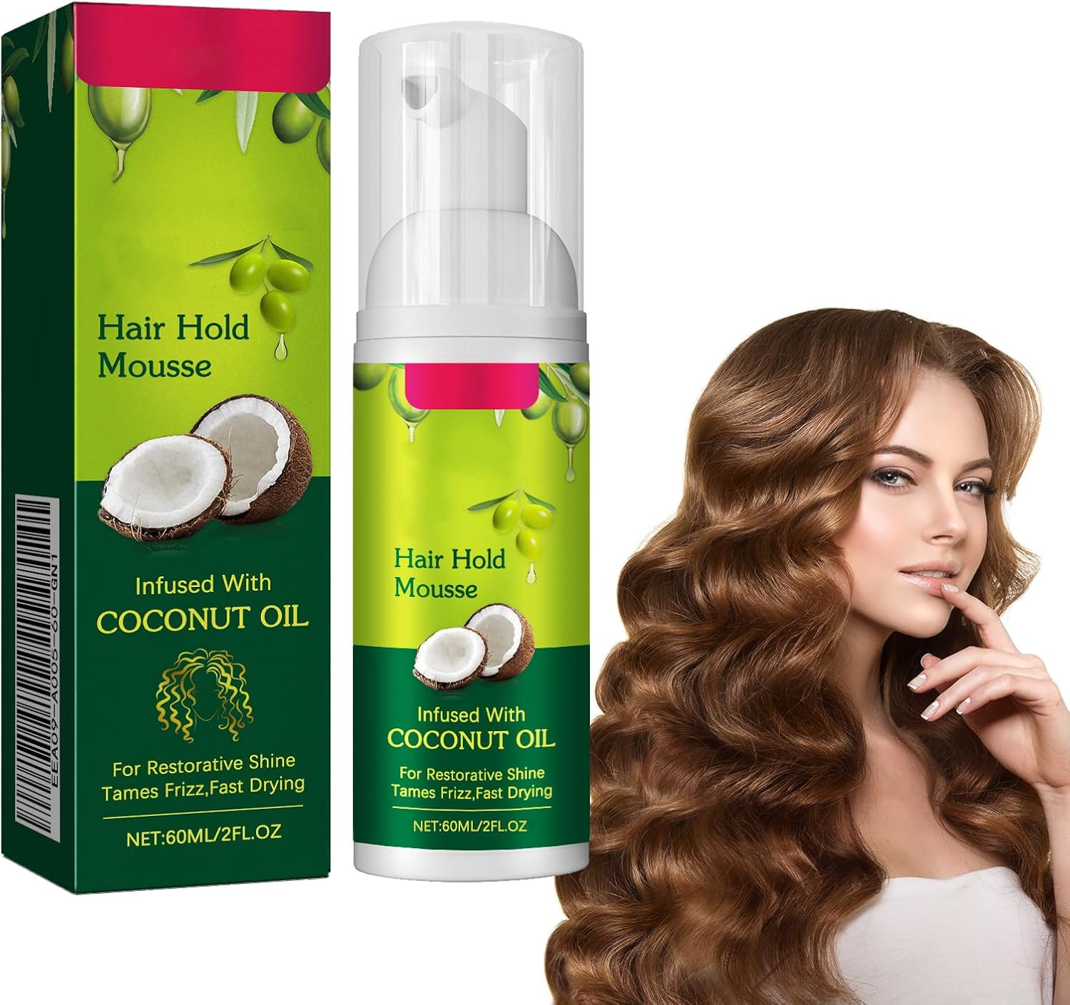 Dyceittdia Hair Styling Curling Mousse, 60ml Curling Styling Mousse, Fluffy Curly Styling Mousse, Moisturizing Foam Styling Mousse, Curl Bouncer, Shampoo
