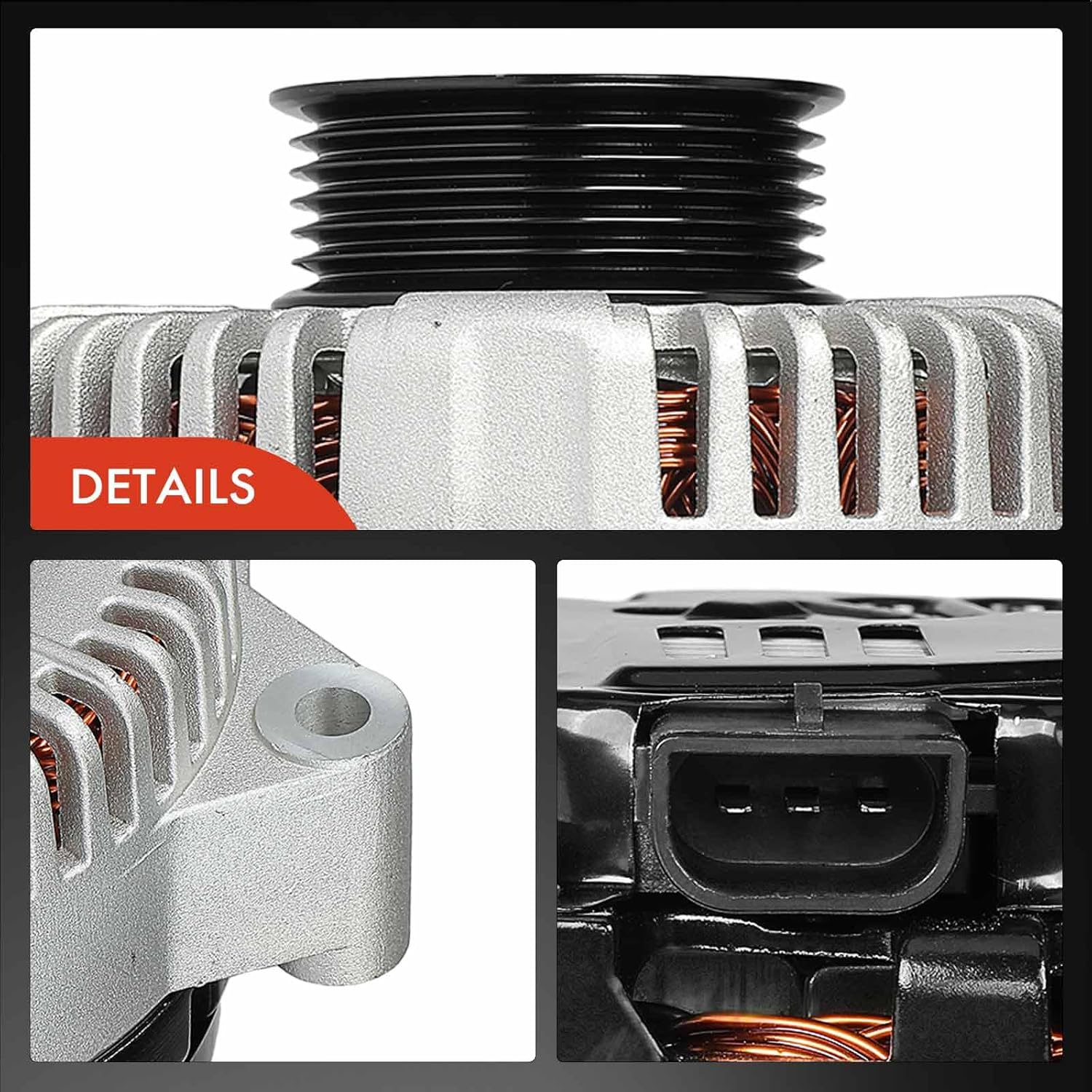 A-Premium Alternator Compatible with Ford Taurus & Mercury Sable, 2000-2001, 3.0L, 12V 130A 6-Groove Pulley Clockwise, Replace# F6DZ10346B, F6DU10300BD
