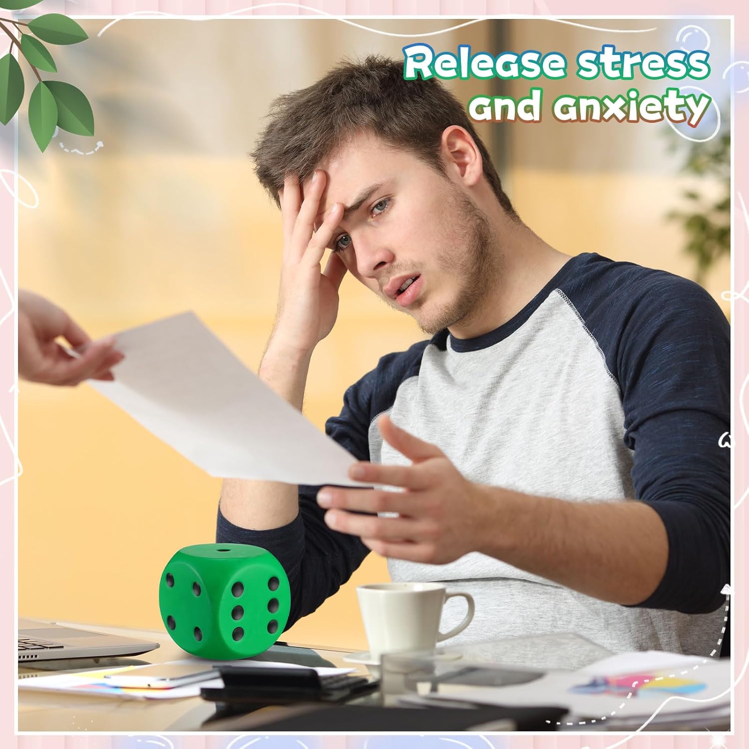 Simgoing 6 Pcs 4 Inch Large Foam Dice Giant Cube with 6 Sided Number Dots Jumbo Soft Slow Big PU Foam Stress Ball for Party Game Math Learning Props Stress Relief Gifts(Colorful)