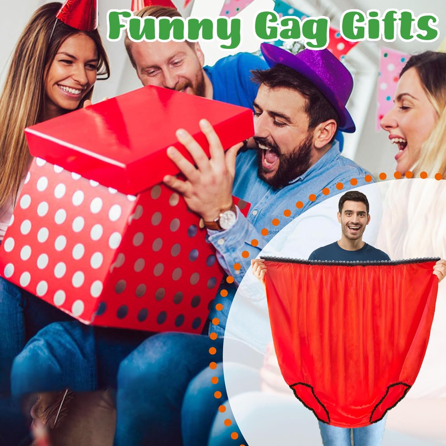 Funny Giant Panties,Big Novelty Granny Prank Gag Gifts Oversized Mom Undies for Women,Men,White Elephant Gift Exchange,Wedding Party,Valentine's Gifts
