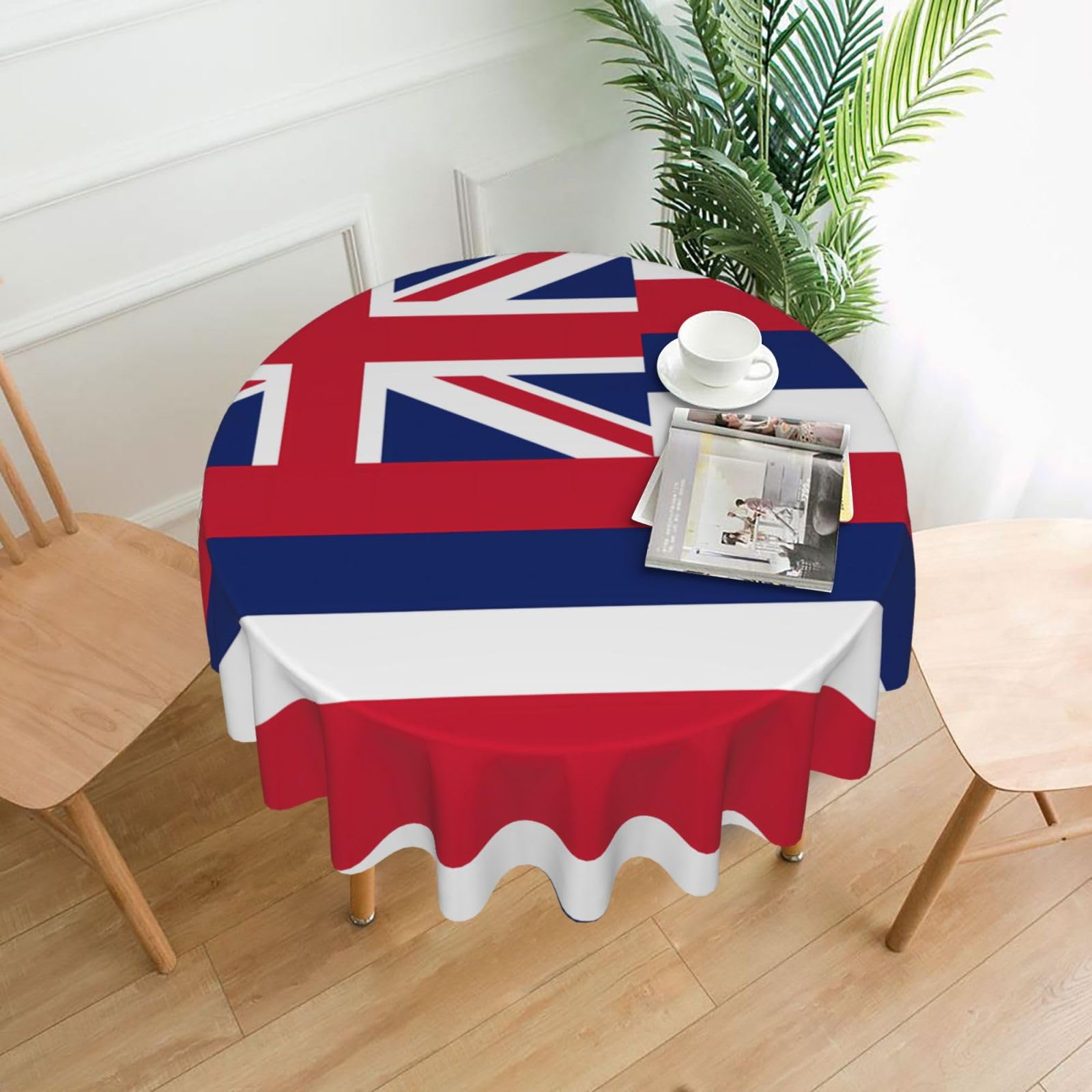 HLBSDM Hawaii Flag Printed Practical Round Tablecloth, Durable, Suitable for Home, Restaurant, Hotel, Gathering, and Decorative Table Covers