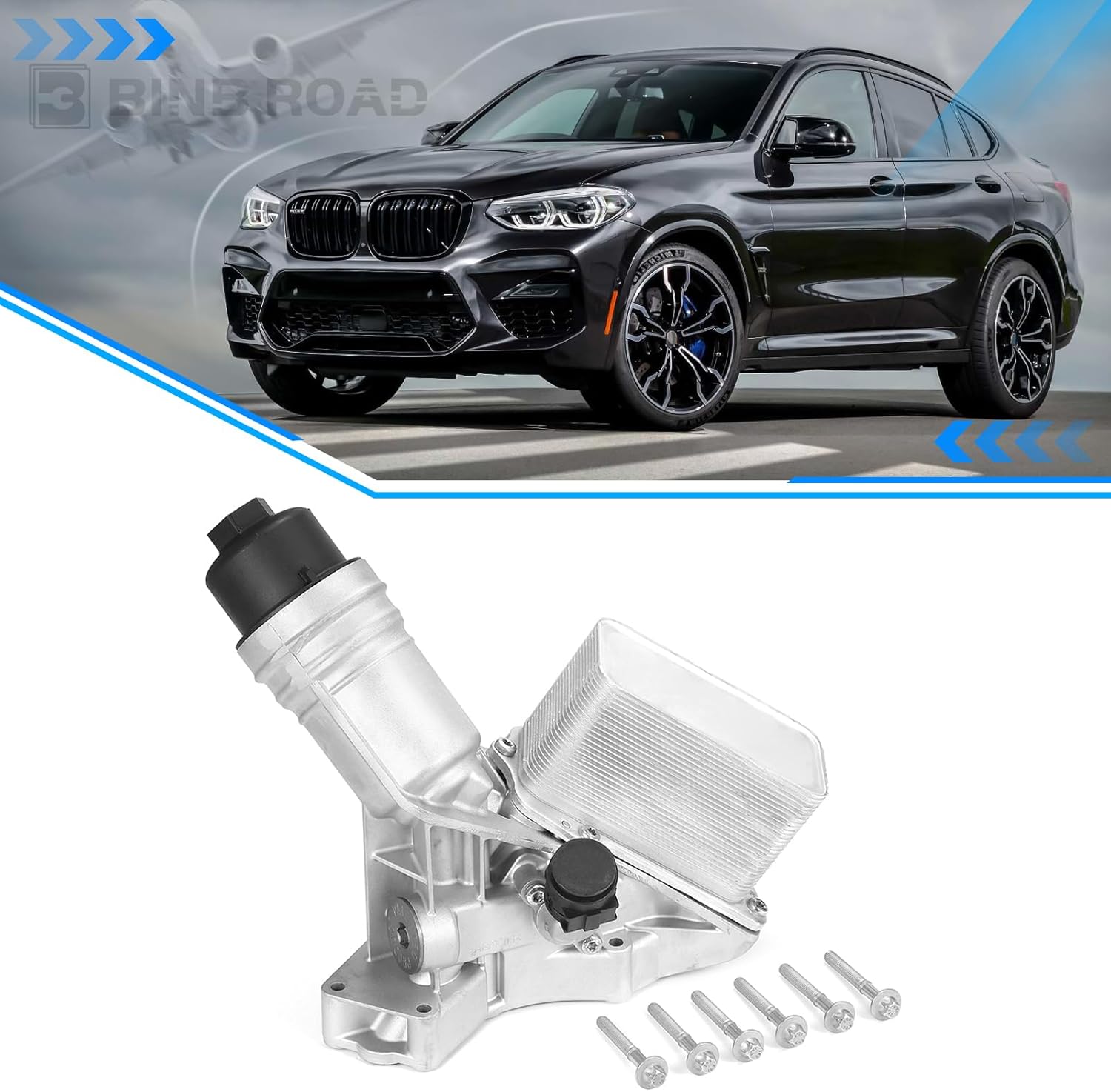 Aluminium Engine Oil Cooler Filter Housing 11428583895 Compatible with BMW X3 X4 340i 440i 540i 640iX 740i M240i 2014-2019