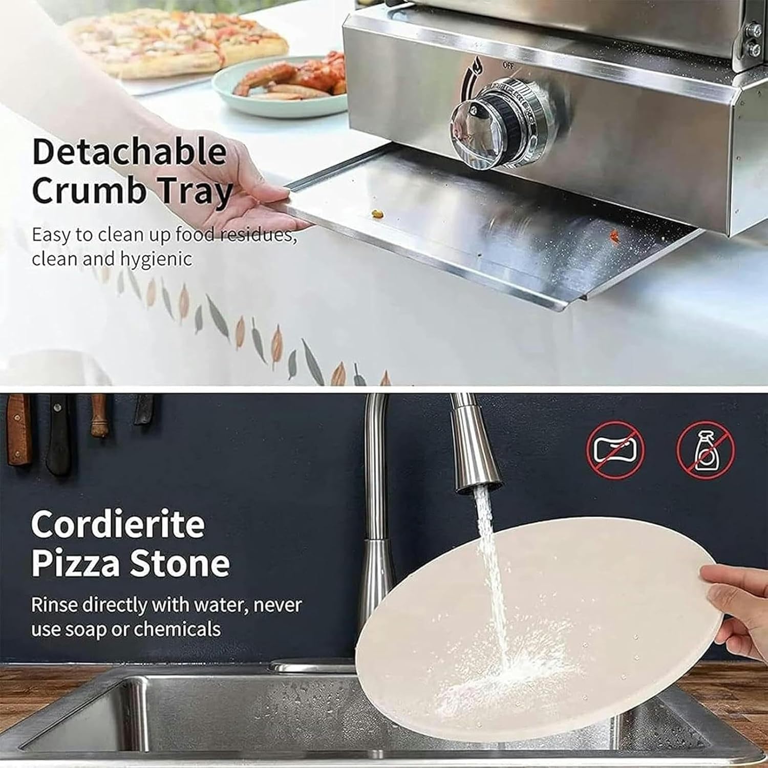 Portable Outdoor Fired Pizza Oven Electric Pizza Oven Maker, Commercial Drawer Toaster with Timer, Stainless Steel Machine