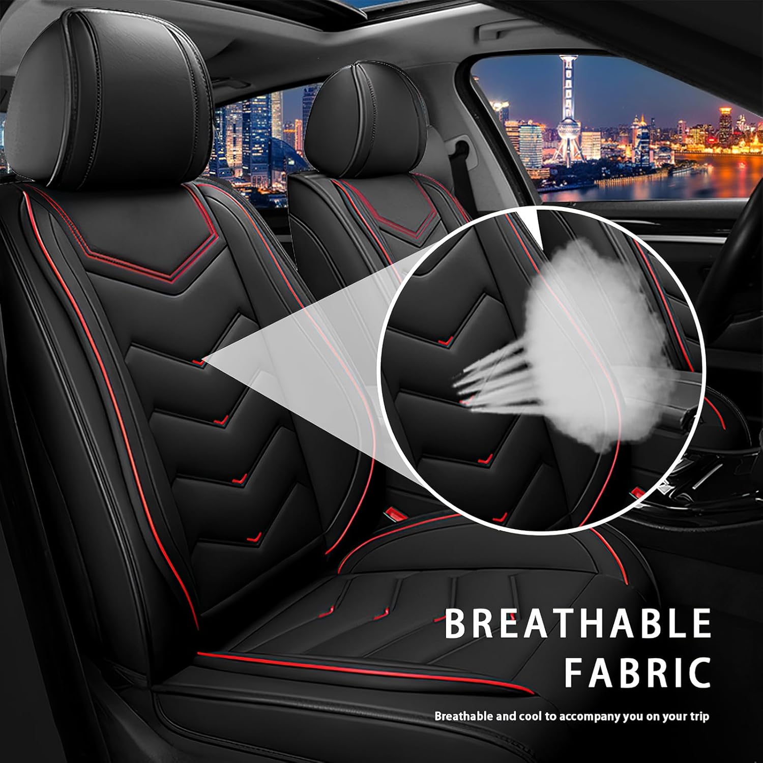 Fit for Honda Pilot 2007-2025 Seat Covers, Waterproof and Wear Resistant Sports Seat Cover, Premium Nappa Leather Car Seat Covers.(Standard 2 Seats/Black)